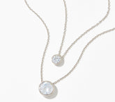 Diamonique x Amy Stran Sterling Silver Layered Bezel Set Solitaire Necklace, 16"18"